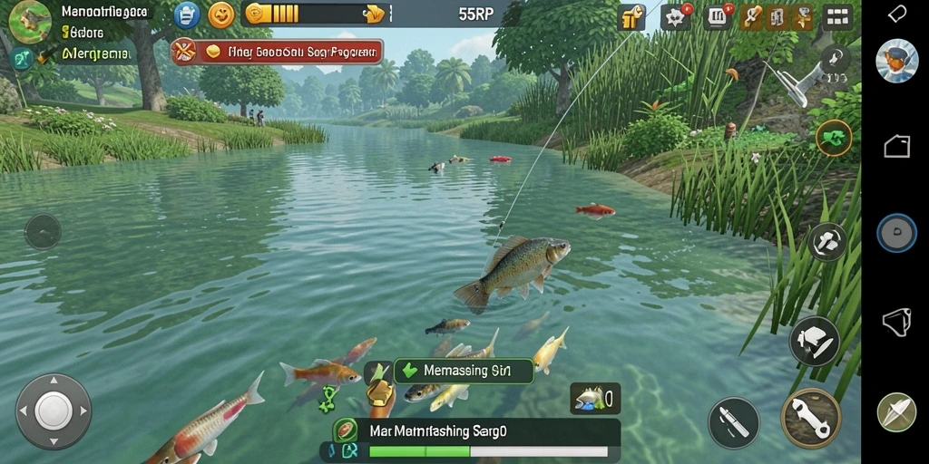 Tampilan antarmuka 55RP dengan fitur memancing yang menarik.