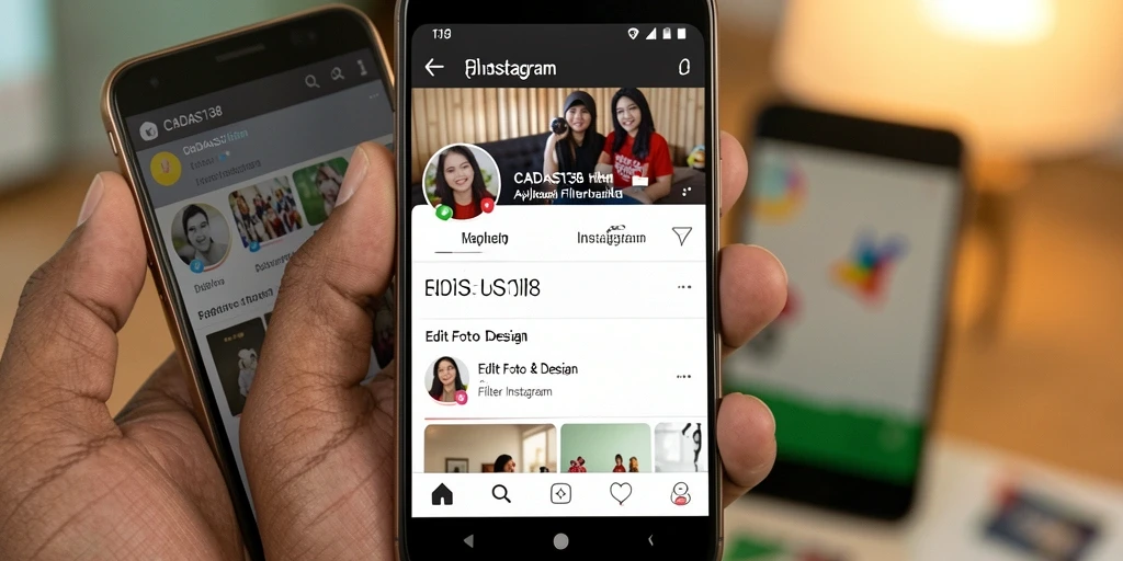 Antarmuka aplikasi CADAS138 dengan berbagai filter Instagram.