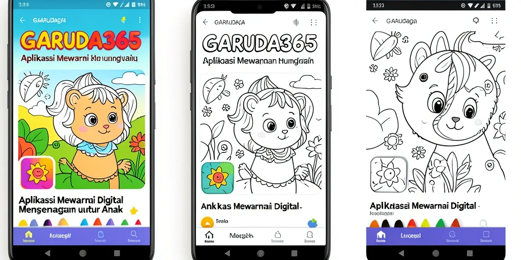 Antarmuka GARUDA365 yang menarik untuk mewarnai digital.