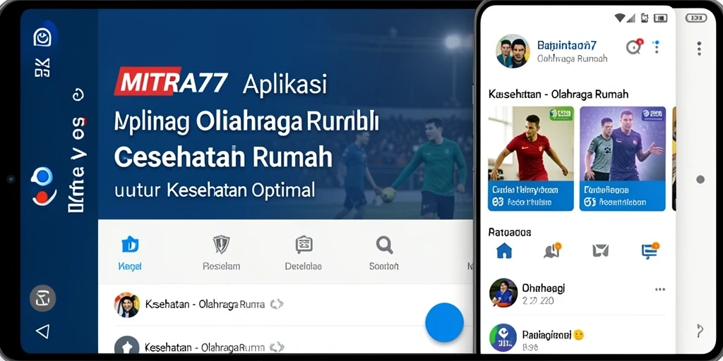 Tampilan antarmuka aplikasi MITRA77 yang ramah pengguna untuk olahraga di rumah.