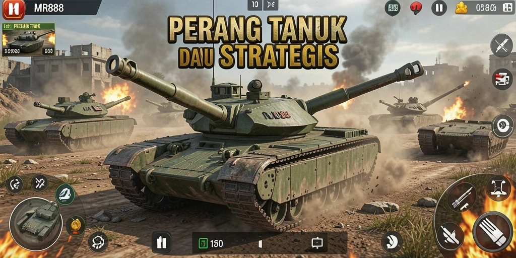 Tampilan antarmuka game Perang Tank yang dinamis dan menarik.