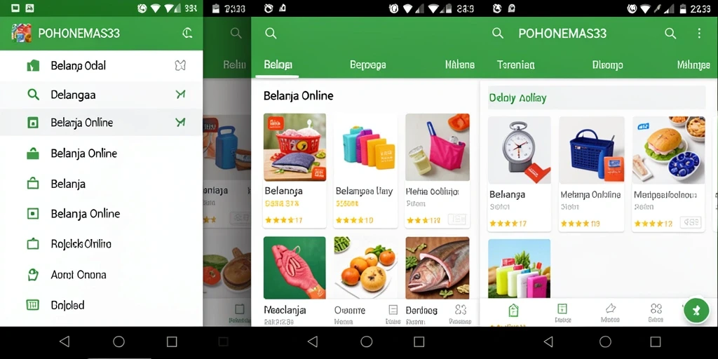 Antarmuka POHONEMAS33 yang sederhana dan menarik untuk belanja online.