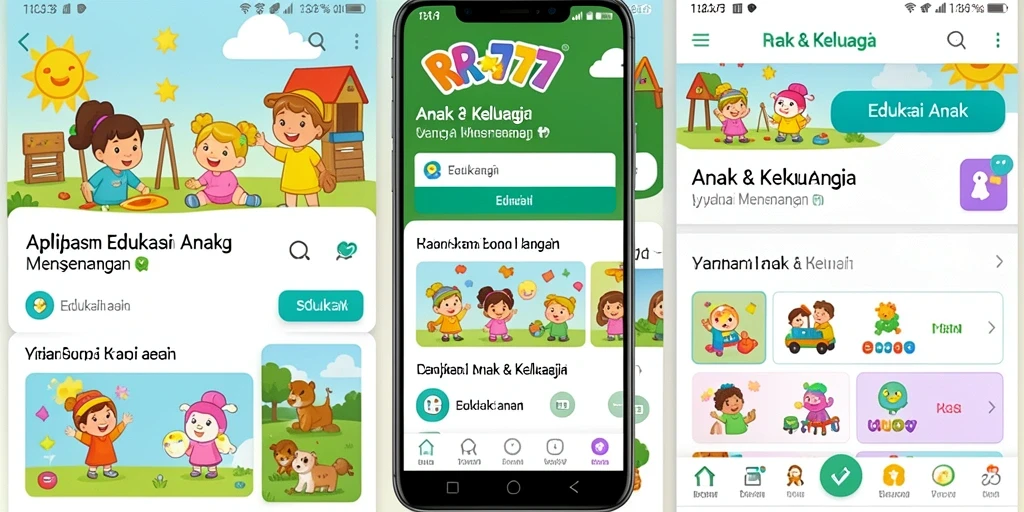 Tampilan antarmuka aplikasi Edukasi Anak RR777 yang interaktif dan menarik.