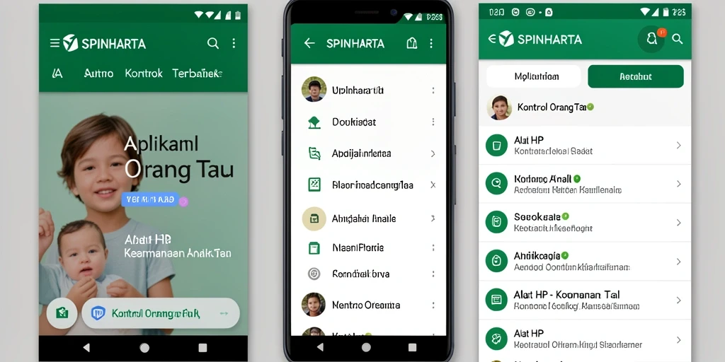 Antarmuka aplikasi SPINHARTA yang intuitif untuk kontrol orang tua.